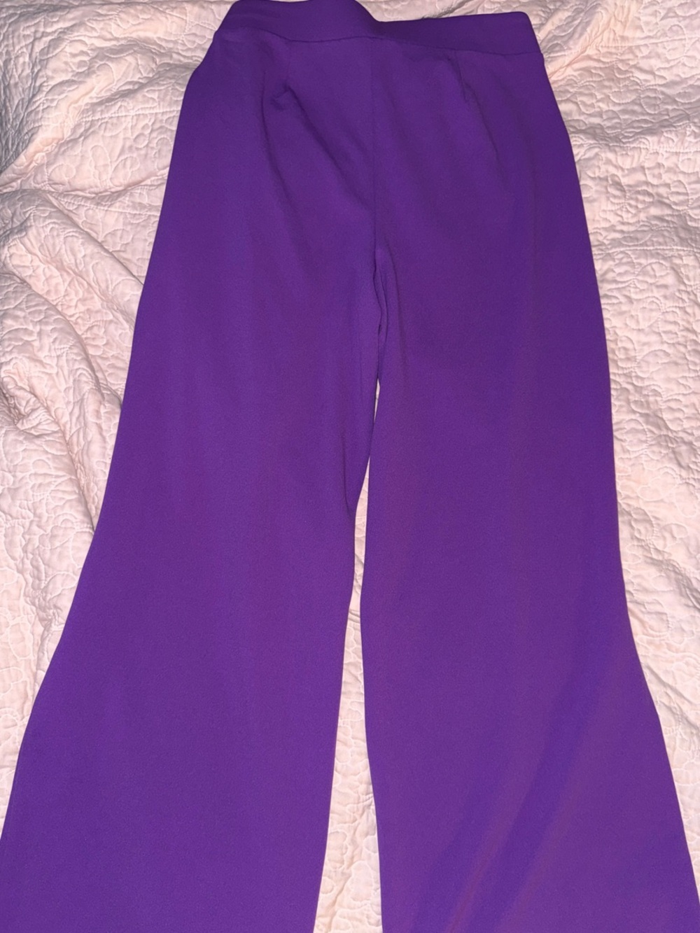 High-Rise Wide-Leg Pants with Self-Tie Waist in Purple - Picture 4 of 4